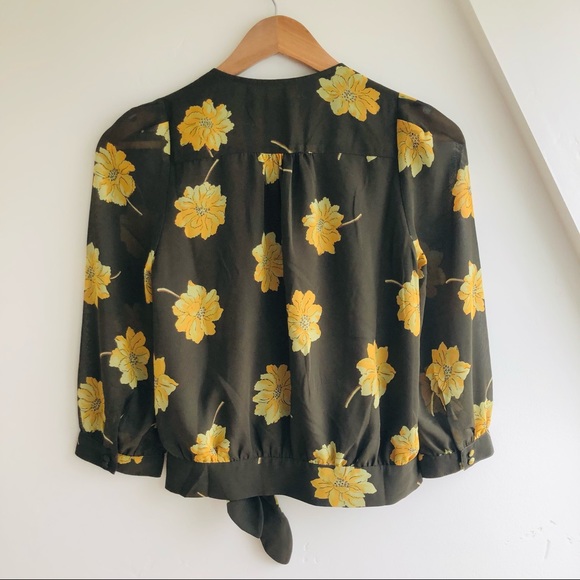 Madewell Effie Floral Green yellow top sz XS - Picture 6 of 12